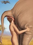 ambiguous_gender anal anal_fluids anal_penetration anal_vore anus bestiality bodily_fluids butt duo feral feral_pred forest fur genital_fluids genitals human_on_feral human_prey interspecies larger_feral male male_human male_on_feral nude outside partially_inside penetration plant raised_tail size_difference smaller_human smaller_male soft_vore stretched_anus tail tail_anus tree vore ward0r elephant elephantid human mammal proboscidean digital_media_(artwork) hi_res