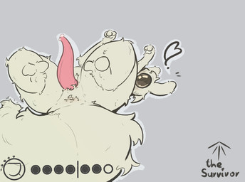 animal_genitalia animal_penis anus blush blush_lines blushing_at_viewer bodily_fluids butt erection feral fluffy fluffy_ears fluffy_feet fluffy_tail food_pips_(rain_world) fur gameplay_mechanics genital_fluids genitals gui heart_symbol hunger_bar leaking_precum long_tail looking_at_viewer lying male on_back pawpads paws penis precum presenting presenting_hindquarters presenting_penis raised_arms simple_background solo spread_legs spreading tail tapering_penis text thick_tail user_interface white_body white_fur namaport rain_world videocult survivor_(rain_world) slugcat hi_res