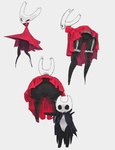 anthro anus biped black_body black_eyes cloak clothing duo female lingerie male rear_view white_body ramssa hollow_knight team_cherry hornet_(hollow_knight) arthropod hi_res sketch