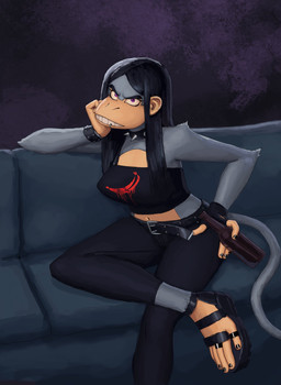 alternative_fashion anthro belt black_fingernails black_hair black_nails black_toenails bottle bottomwear bracelet breasts camisole clothed clothing collar colored_nails container facial_piercing feet female fingernails footwear fully_clothed furniture goth hair holding_bottle holding_container holding_object jewelry lip_piercing midriff nails navel on_sofa pants piercing sandals shoes sitting sitting_on_sofa sofa solo spaghetti_strap spiked_collar spikes toenails toes redustheriotact beth_(redustheriotact) haplorhine mammal monkey primate 2021 hi_res