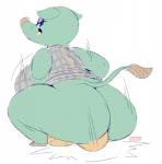 anthro big_breasts big_butt bottomless breasts butt clothed clothing facesitting female huge_butt simple_background sitting_on_another solo thick_thighs seldom animal_crossing nintendo opal_(animal_crossing) elephant elephantid mammal proboscidean absurd_res hi_res