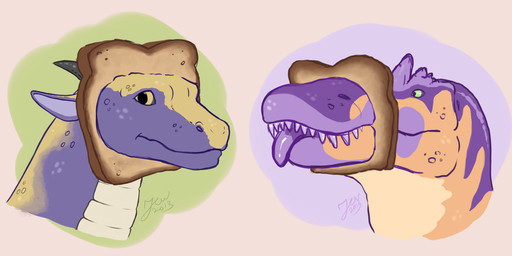 bread duo feral food in_bread tongue loonertick cat_breading mythology longhi baryonyx dinosaur dragon mythological_creature mythological_scalie prehistoric_species reptile scalie spinosaurid theropod meme