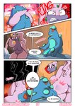 breasts clothing comic darren_(goopyarts) dialogue dragon female generation_5_pokemon generation_6_pokemon goodra goopyarts hi_res male mythological_creature mythological_scalie mythology nintendo pokemon pokemon_(species) rose_(goopyarts) scalie seismitoad thick_thighs wide_hips