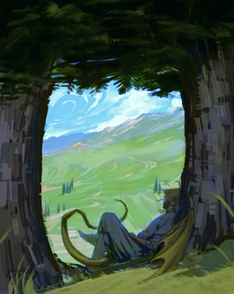 beard blonde_hair blue_bottomwear blue_clothing blue_pants blue_shirt blue_sky blue_topwear bottomwear clothing cloud cloudy_sky day detailed_background facial_hair grass green_body green_scales hair long_tail lying lying_on_ground male medium_hair membrane_(anatomy) membranous_wings mountain nature on_back on_ground outside pants plant scales scenery shirt sky solo tail topwear tree under_tree white_clouds wings p0nyplanet mythology augustine_(p0nyplanet) animal_humanoid dragon dragon_humanoid humanoid mythological_creature mythological_scalie scalie 2025 digital_media_(artwork) digital_painting_(artwork) hi_res painting_(artwork) watermark