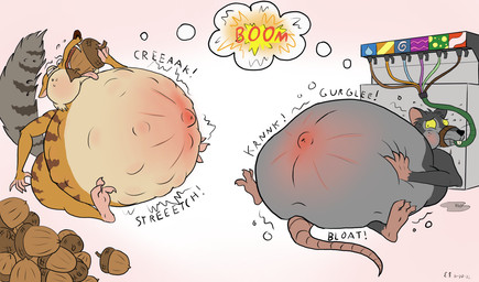 abdominal_bulge acorn belly belly_blush big_belly blush bodily_fluids body_blush boom brown_body brown_fur brown_stripes bubble_emanata buckteeth claws close_to_bursting creaking_belly dripping duo emanata fangs feral food force_feeding forced fruit fur green_sclera grey_body grey_fur grey_stripes hand_on_belly hose hose_in_mouth huge_belly inflation liquid_inflation male markings navel nut_(fruit) onomatopoeia outie_navel overeating overweight overweight_feral plant puffed_cheeks rumbling_stomach sabertooth_(anatomy) shared_thought_bubble snout_tied soda_fountain sound_effects striped_body striped_fur striped_markings striped_tail stripes sweat sweatdrop tail tail_markings tan_body tan_fur teeth text thought_bubble tongue tongue_out azure_orb blue_sky_studios charlotte's_web ice_age_(series) scrat_(ice_age) templeton_(charlotte's_web) mammal murid murine rat rodent saber-toothed_squirrel 2022 dated digital_drawing_(artwork) digital_media_(artwork) hi_res signature