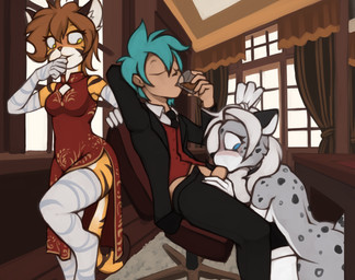 aged_up anthro anthro_penetrated armwear asian_clothing blush breasts chinese_clothing chinese_dress clothed clothed/nude clothed_female clothed_male clothing collar countershading cuckquean digitigrade dominant dominant_human dominant_male dress drinking east_asian_clothing elbow_gloves eyes_closed fellatio female female_anthro female_on_human female_penetrated fur genitals glass gloves group hair handwear holding_object human_on_anthro human_penetrating human_penetrating_anthro human_penetrating_female interspecies kneeling legwear maid_headdress male male/female male_human male_on_anthro male_penetrating male_penetrating_anthro male_penetrating_female markings necktie nude oral oral_penetration penetration penile penile_penetration penis penis_in_mouth sex slave spots spotted_body spotted_fur stockings striped_body striped_fur stripes submissive submissive_anthro submissive_female suit thigh_highs topwear trio under_table vest marsminer twokinds flora_(twokinds) maeve_riftwall trace_legacy felid human keidran mammal pantherine snow_leopard tiger 2021 hi_res