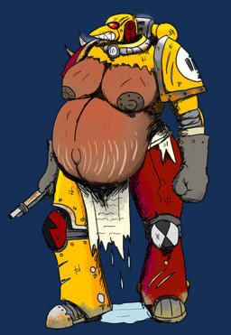 adeptus_astartes armor astartes bottomwear clothing damaged_clothing destroyed_clothing female loincloth nipples pregnant solo space_marine sunburn vein vwpologt warhammer_(franchise) warhammer_40000 humanoid alpha_channel