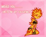 clothing embarrassed female fire holidays lingerie pose solo pinkybunn's disney elemental_(pixar) pixar valentine's_day ember_lumen elemental_creature elemental_humanoid humanoid pinup