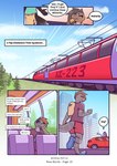 2022 amon_(atrolux) anthro atrolux avian bag bird bottomwear clothed clothing comic dave_decker dialogue digital_media_(artwork) eating electronics english_text food furgonomics group hair hi_res holding_object holding_phone inside_train kyra_(atrolux) male monique_(atrolux) mother_(lore) mother_and_child_(lore) mother_and_son_(lore) open_mouth open_smile parent_(lore) parent_and_child_(lore) parent_and_son_(lore) phone pink_hair pit_viper pizza rattlesnake reptile scalie shirt shorts smile snake son_(lore) speech_bubble step_pose t-shirt text topwear train vehicle viper
