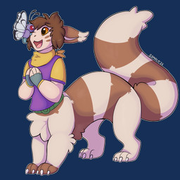 brown_body chibi orange_eyes paws simple_background smile tail transparent_background symrea nintendo pokemon butterfree furret generation_1_pokemon generation_2_pokemon mammal mustelid musteline pokemon_(species) pokemon_taur taur true_musteline 1:1 2022 alpha_channel hi_res