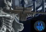 armor cape clothing crosshair duo gun holding_gun holding_object holding_ranged_weapon holding_weapon humor knight male ranged_weapon rifle silver_(metal) silver_armor sniper warrior weapon derangedrake dark_souls fromsoftware mythology dragon human mammal mythological_creature mythological_scalie scalie 2016 lol_comments