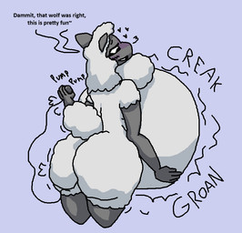 air_inflation anthro belly belly_inflation big_belly big_breasts big_butt black_body blush blush_lines breasts bulb_pump butt creaking female fur hand_on_belly hand_pump heart_symbol hose hose_in_butt hose_inflation huge_belly huge_butt huge_hips huge_thighs hyper hyper_belly hyper_inflation inflation motion_lines object_in_ass rear_view rumbling_stomach simple_background solo standing talking_to_self thick_thighs wide_hips wool_(fur) 6saw789 bovid caprine mammal sheep 2024 aliasing digital_drawing_(artwork) digital_media_(artwork)
