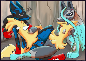 amber_eyes angry angry_sex anthro anthro_on_anthro blue_eyes bound cross-popping_vein duo female female/female genitals legs_tied sex spikes spikes_(anatomy) tribadism vaginal vulva screamoshaymin nintendo pokemon generation_6_pokemon generation_9_pokemon mega_evolution mega_lucario mega_lucario_z pokemon_(species) hi_res