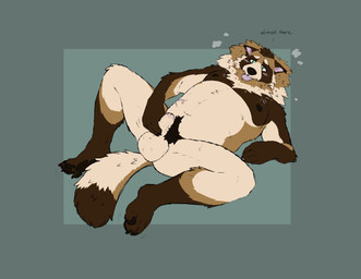 anthro balls big_balls black_hair blep breath brown_body brown_fur chest_scar erection foreskin fur genitals green_eyes hair humanoid_genitalia humanoid_penis lying male male_anthro masturbation neck_tuft nipples nude nude_anthro nude_male on_back overweight overweight_anthro overweight_male panting penis pubes scar simple_background solo spread_legs spreading tail tan_body tan_fur tan_penis text tongue tongue_out tuft vein veiny_penis labradorszn canid canine mammal raccoon_dog tanuki 2022 english_text hi_res
