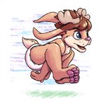 anthro antlers big_ears clean_diaper clothed clothing diaper diaper_only fast feet horn jumping male open_mouth pawpads pink_pawpads solo topless wearing_diaper young young_anthro young_male wyfoo jackalope lagomorph mammal