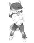 anthro bottomwear clothing denim denim_bottomwear denim_clothing eyebrows eyelashes female fur high-angle_view makeup multicolored_body multicolored_fur one_eye_obstructed pants smile solo sweater topwear efradraws tic_tac_tales suzy_(tic_tac_tales) canid canine fox mammal absurd_res graphite_(artwork) greyscale hi_res monochrome sketch traditional_media_(artwork)