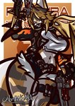accessory anthro bandage belt big_breasts blonde_hair bottomwear breasts cleavage clothed clothing crop_top denim denim_bottomwear denim_clothing denim_shorts ears_up facial_markings female fur green_eyes gun hair hair_accessory hand_behind_butt head_markings heart_belt holding_gun holding_object holding_ranged_weapon holding_weapon inner_ear_fluff long_hair long_tail markings mask midriff mouthplate multicolored_body multicolored_fur multicolored_hair ponytail ranged_weapon shirt shorts solo striped_body striped_fur stripes tail tank_top topwear tuft urban_background weapon white_body white_fur yellow_body yellow_fur cabimangaka mihoyo zenless_zone_zero pulchra_fellini domestic_cat felid feline felis mammal absurd_res hi_res shaded signature