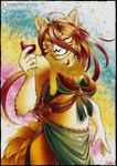 2023 alcohol anthro beverage biped breasts brown_hair canid canine clothed clothing conditional_dnp digital_media_(artwork) dress eyes_closed female fox hair hi_res holding_glass holding_object kumo_(ratte) legacy_(ratte) long_hair mammal mask painting_(artwork) ratte signature solo text traditional_media_(artwork) url wine wraith