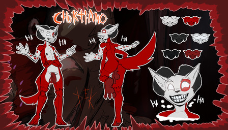 3_toes 4_arms anthro butt feet genitals happy horn male multi_arm multi_limb penis smile smiling_at_viewer solo tail toes destruteka chuktiano canid canine demon grinion mammal 7:4 hi_res sketch