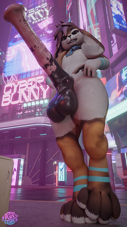 animal_genitalia animal_penis anthro balls big_balls big_ears big_penis city cyberpunk equine_genitalia equine_penis erection flared_penis genitals gesture hand_gesture huge_balls huge_penis hyper hyper_balls hyper_genitalia hyper_penis looking_at_viewer looking_down male mismatched_animal_penis mismatched_equine_penis mismatched_genitalia mismatched_penis mottled mottled_genitalia necktie outside penis pointing pointing_at_penis smile smiling_at_viewer smirk smirking_at_viewer solo thick_thighs wide_hips fluxcore lagomorph laquine leporid mammal rabbit 3d_(artwork) 9:16 absurd_res blender_(artwork) blender_cycles_(artwork) digital_media_(artwork) hi_res