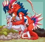 2_penises animal_genitalia animal_penis anthro anthro_on_feral balls bent_over bestiality blush bodily_fluids breath canine_genitalia canine_penis cum cum_drip cum_in_ass cum_inside cum_on_penis diphallism dripping drooling duo ejaculation erection feathers feral feral_penetrating from_behind_position genital_fluids genitals interspecies knot leaking_cum licking licking_lips looking_pleasured male male/male male_penetrated male_penetrating male_penetrating_male mounting multi_genitalia multi_penis panting penetration penis pinned pokephilia red_body saliva sex simple_background size_difference tail tongue tongue_out chaikitty mythology nintendo pokemon iynize ancient_pokemon apex_build_koraidon canid canine canis dragon generation_9_pokemon koraidon legendary_pokemon mammal mythological_creature mythological_scalie paradox_pokemon pokemon_(species) scalie wolf absurd_res digital_media_(artwork) hi_res