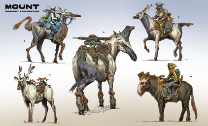 ambiguous_feral ambiguous_gender antlers arm_tattoo bag beak beard bent_arm bent_leg black_beard black_body black_facial_hair black_hair black_hooves black_horn black_skin boots bottomwear brown_beak brown_body brown_bottomwear brown_clothing brown_pants brown_scales brown_skin brown_tail clothed clothed_human clothed_male clothing coat facial_hair feral footwear fully_clothed fully_clothed_human fully_clothed_male fur green_helmet grey_boots grey_bottomwear grey_clothing grey_eyes grey_footwear grey_hooves grey_pants group gun hair holding_reins hooves horn jacket knee_pads light long_beak long_tail male male_human multicolored_body orange_sclera orange_tail pants purple_tail quadruped ranged_weapon riding saddle scales shoes shoulder_tattoo side_view simple_background sitting sitting_on_another sleeveless_jacket standing tail tan_antlers tattoo text topwear unguligrade visor walking weapon white_background white_body white_clothing white_coat white_fur white_helmet white_topwear yellow_clothing yellow_eyes yellow_helmet yellow_jacket_(clothing) yellow_sclera yellow_topwear danny_gardner highguard_(game) bovid bovine deer human mammal unknown_species 2026 absurd_res colored concept_art digital_drawing_(artwork) digital_media_(artwork) english_description english_text hi_res lighting official_art shaded