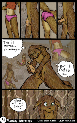 adolescent anthro ball_fondling balls bath bathroom brown_body brown_fur clenched_teeth clothed clothing dialogue duo ellipsis erection eyes_closed female flaccid fondling fur genitals green_eyes holding_penis imagination inside low-angle_view male masturbation nude offscreen_character panties penile penile_masturbation penis question_mark shirt shower sibling_incest solo_focus teeth text thought_bubble topless topwear underwear water wet wide_eyed young young_anthro young_female young_male black-kitten owlalope sebastien_(black-kitten) serah_(black-kitten) felid feline lynx mammal 2015 artist_collaboration comic english_text hi_res brother_(lore) brother_and_sister_(lore) incest_(lore) sibling_(lore) sister_(lore) twincest_(lore) twins_(lore)