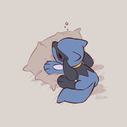 3_fingers 3_toes ambiguous_gender anthro biped black_eyes blue_body blue_fur blue_tail butt feet fingers fur lying nude nude_ambiguous nude_anthro on_front pillow solo tail toes advos nintendo pokemon generation_4_pokemon pokemon_(species) riolu 1:1 2025 digital_drawing_(artwork) digital_media_(artwork)