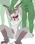 anthro anus cuff_(restraint) erection genitals green_body green_hair green_skin group hair headpat humanoid_genitalia humanoid_penis kerchief leg_shackles male male/male nipples pecs penis phastbyte pubes raised_arms red_eyes restraints shackles phastbyter18 anothereidos_of_dragon_vein_r amorey canid canine canis goblin jackal japanese_kobold kobold mammal scalie absurd_res censored hi_res