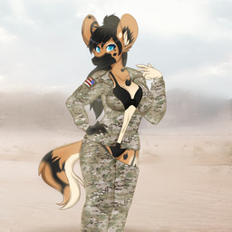 anthro bottomwear breasts camo camo_bottomwear camo_clothing camo_jacket camo_pants camo_print camo_topwear clothing female hair jacket looking_at_viewer military pants pattern_bottomwear pattern_clothing pattern_jacket pattern_pants pattern_topwear solo topwear underwear undressing uniform nebulabat african_wild_dog canid canine mammal 1:1 digital_media_(artwork) hi_res
