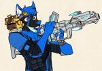 anthro black_body black_fur clothed clothing fur hair male scar solo 2k_games borderlands axton_(borderlands) koni canid canine dire_wolf mammal prehistoric_species digital_media_(artwork) hi_res