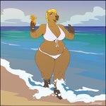 5_fingers anthro beach beverage big_breasts bikini breasts brown_body brown_fur clothed clothing curvy_figure day female fingers front-tie_bikini front-tie_clothing front-tie_swimwear fur green_eyes hair huge_breasts multicolored_body multicolored_fur navel open_mouth outside seaside slightly_chubby solo standing swimwear tan_body tan_fur thick_thighs two-piece_swimsuit two_tone_body two_tone_fur voluptuous white_bikini white_clothing white_swimwear wide_hips greasymojo lyla_(lbfable) capybara caviid mammal rodent 2023 absurd_res full-length_portrait hi_res portrait signature