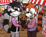 anthro bottomless clothed clothing fur group hair hoodie jacket male plushie smile sunset teddy_bear topwear pokefound thomas_miles ailurid bird_dog canid canine canis dalmatian domestic_dog fox golden_retriever hunting_dog mammal procyonid raccoon red_panda retriever carnival_(disambiguation) 5:4 hi_res