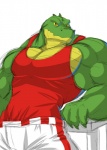 anthro biceps big_muscles biped clothing crocodile crocodilian crocodylid hi_res looking_at_viewer male muscular muscular_anthro muscular_male pecs pose reptile scales scalie shirt simple_background solo standing tank_top topwear wani white_background yongdasom