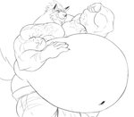 2013 5_fingers anthro balls belly big_balls big_belly big_muscles big_penis bottomwear canid canine canis clothed clothing fingers flexing genitals grin huge_balls huge_belly huge_muscles huge_penis hyper hyper_balls hyper_belly hyper_genitalia hyper_muscles hyper_penis larz_(wolf88incharge) male mammal monochrome musclegut muscular muscular_anthro muscular_male navel nipples pants penis sachiel_666 sketch smile solo topless vein veiny_muscles wolf