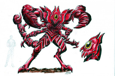 1_eye breasts claws female non-mammal_breasts solo eternal.knot arachnid arthropod cyclops monster scorpion traditional_media_(artwork)