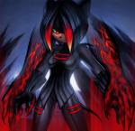 alternative_fashion angry biped black_body black_clothing black_fur black_hair cavern clothing detailed_background emo female fur gloves glowing glowing_hands hair handwear magic multicolored_hair red_eyes red_hair short_tail solo stalagmite tail tight_clothing two_tone_hair ann-jey canid canine canis demon domestic_dog ghost mammal spirit digital_media_(artwork) portrait shaded three-quarter_portrait