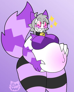 bell bell_collar belly belly_expansion big_belly breast_expansion breasts claws collar expansion female fur glowing glowing_belly grey_hair hair huge_belly pregnant purple_body purple_fur solo sparkles sparkling_eyes tail thigh_expansion komfy46 konny_(komfy46) animal_humanoid cat_humanoid felid felid_humanoid feline feline_humanoid humanoid hybrid mammal mammal_humanoid hi_res