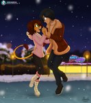 accessory adolescent anthro blurred_background building clothed clothing detailed_background duo eyewear female glasses hair_accessory hand_holding hand_on_hip happy human_on_anthro ice_skating interspecies jacket male night nightime outside skating snow snowing star text topwear young piporete jin_yorushika keiko_sakmat felid feline human lion mammal pantherine 2024 absurd_res digital_drawing_(artwork) digital_media_(artwork) digital_painting_(artwork) hi_res painting_(artwork) signature url