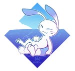 3_fingers 3_toes ambiguous_gender blue_body blue_fur border eyes_closed feet fingers floatie fur happy inflatable lying on_back sea soles solo toes water white_body white_border white_fur raokurai 2024_pokemon_gigaleak beta_pokemon_games nintendo pokemon beta_pokemon_(species) lagomorph mammal warabbit 2024 english_description