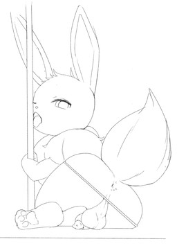 animal_genitalia anus balls butt dancing feet feral genitals hindpaw looking_back male one_eye_closed pawpads paws penis penis_tip pole pole_dancing presenting presenting_hindquarters sheath sitting solo tongue tongue_out wink conditional_dnp flak_wizard nintendo pokemon eevee generation_1_pokemon pokemon_(species) monochrome