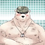 anthro belly big_belly blush clothing hat headgear headwear kemono male moobs nipples overweight overweight_male solo white_body mtflying30371 bear mammal polar_bear ursine 1:1 2018 hi_res