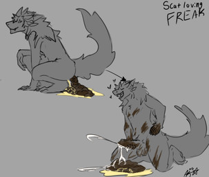 anthro bodily_fluids crouching cum cum_on_feces cumshot ejaculation erection feces feces_on_anus feces_on_arm feces_on_balls feces_on_body feces_on_breasts feces_on_genitals feces_on_leg feces_on_penis feces_pile genital_fluids genitals hand_print kneeling looking_at_viewer male peeing penis scatplay solo axxelroze axxel_(axxelroze) zeuclid hi_res