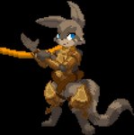 anthro armor belt blue_eyes clothed clothing fur male markings scarf simple_background solo striped_markings striped_tail stripes tail tail_markings transparent_background tsunamidusher ancesra_(ancesra) mammal procyonid raccoon alpha_channel animated digital_media_(artwork) low_res pixel_(artwork) pixel_animation short_playtime