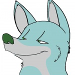 ambiguous_gender big_ears blue_body blue_fur feral fur green_eyes smile solo teeth tongue shenanigans canid canine fox mammal 1:1 2010 2d_animation animated low_res short_playtime