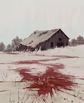 barn blood blood_splatter bodily_fluids bone cloud day evergreen_tree gore outside pine_tree plant snow tree zero_pictured carmesjocelin digital_media_(artwork) digital_painting_(artwork) hi_res