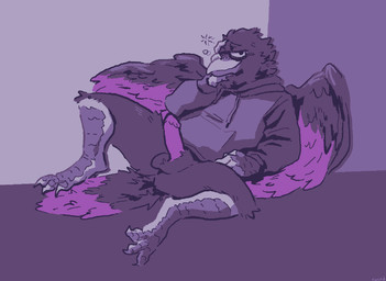 anthro balls bedroom_eyes biped bottomless clothed clothing drunk erection genitals looking_at_viewer male narrowed_eyes penis seductive slightly_chubby solo substance_intoxication sweatshirt wings furvidd mythology avian gryphon mythological_avian mythological_creature hi_res