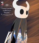 anthro arthropod black_body butterfly_print clothed clothing creature_print diaper diaper_fetish digital_media_(artwork) duo english_text expression_avatar feces full_diaper hi_res hollow_knight horn hornet_(hollow_knight) insect messy_diaper print_diaper scatplay simple_background sinningsneasel soiled_diaper soiling solo_focus team_cherry text the_knight_(hollow_knight) vessel_(species) weapon wearing_diaper