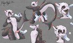 anthro anus black_body disembodied_hand genitals hair hypnosis male markings mind_control nipples nude_anthro nude_male orange_markings penis pointy_ears prick_ears shark_fin shark_tail simple_background tapering_penis tongue white_body white_hair perhapsmaybe05 fish marine shark absurd_res hi_res model_sheet