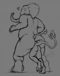 ambiguous_gender anal anal_vore anthro anthro_on_anthro duo interspecies looking_back rear_view size_difference standing surprise tail trunk tusks vore nommz mythology dragon elephant elephantid mammal mythological_creature mythological_scalie proboscidean reptile scalie 2017 4:5 absurd_res hi_res monochrome